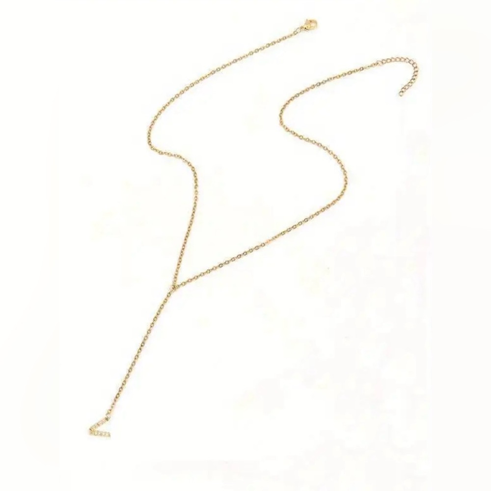 Brand New Classic Pave Zirconia Plated Initial Letter V Pendant Necklace